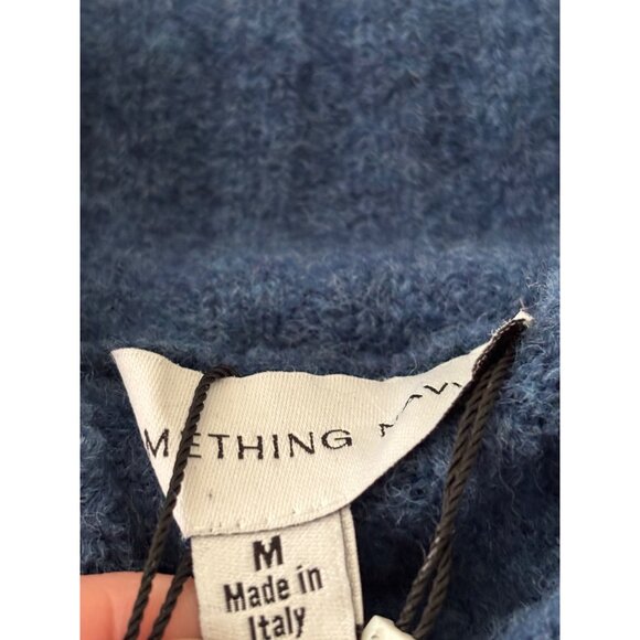 Something Navy Blue Wool Blend Fringe Turtle Neck Tunic Sweater Dress - Picture 12 of 15